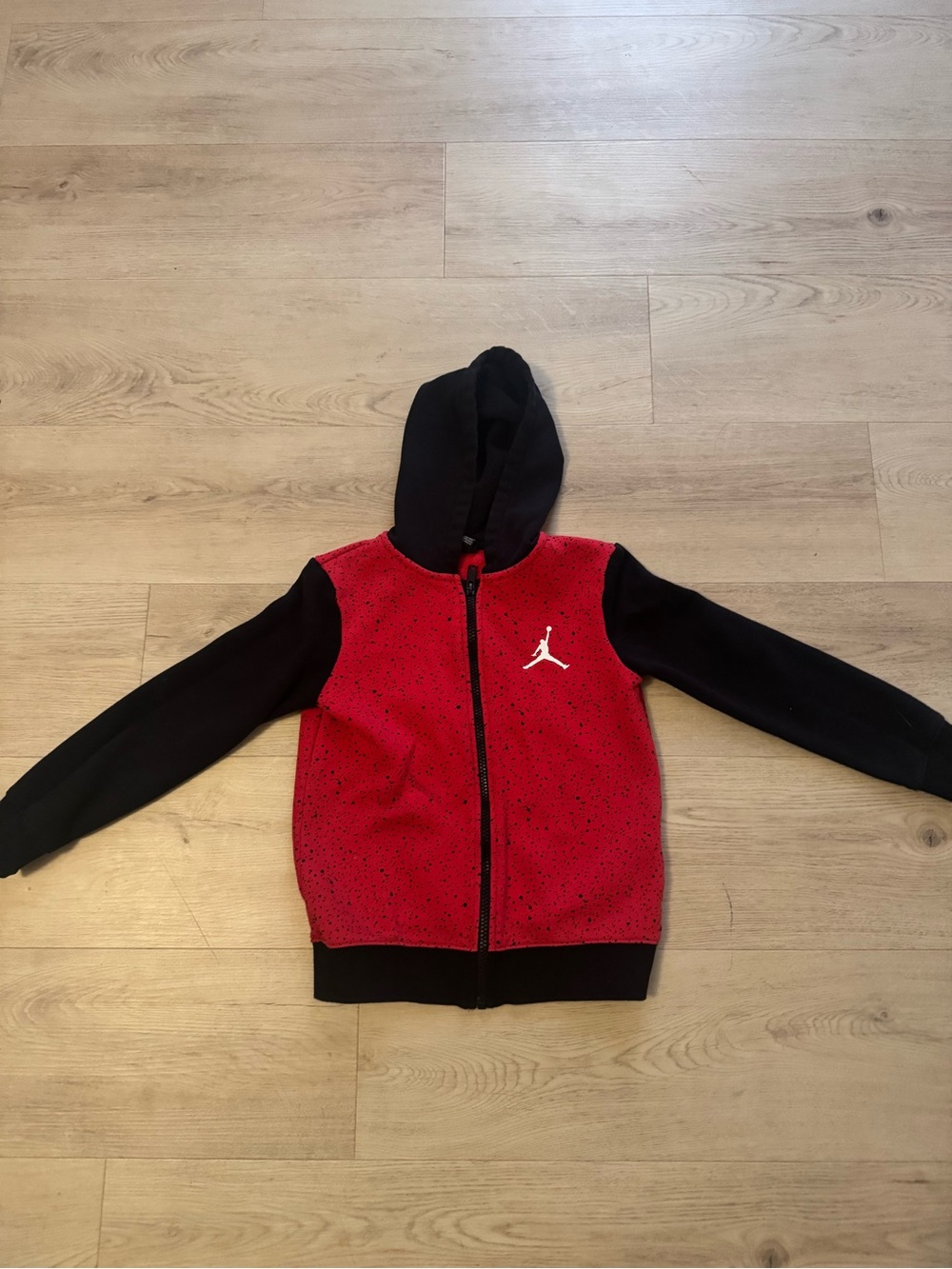 Jordan Red and Black Kids' Hooded Zip Hoodie